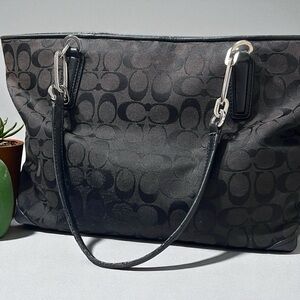 Coach Black and Gray Signature Handbag